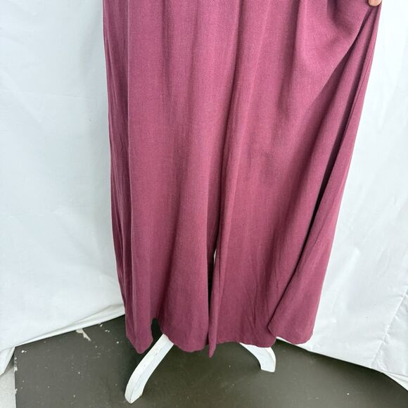 Jumpsuit Tan Large Summer One Shoulder Rose High Waist Casual Wide Leg ANRABESS - Picture 15 of 16